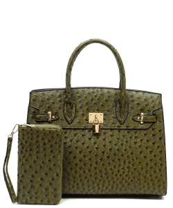 Ostrich Pad-lock 2-in-1 Satchel OR2699 OLIVE